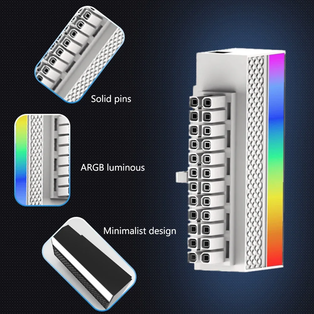 TEUCER Złącza kabla zasilającego 5V 3Pin ARGB Złącza zasilania płyty głównej ATX 24Pin do 90 stopni Aura Sync Części komputerowe