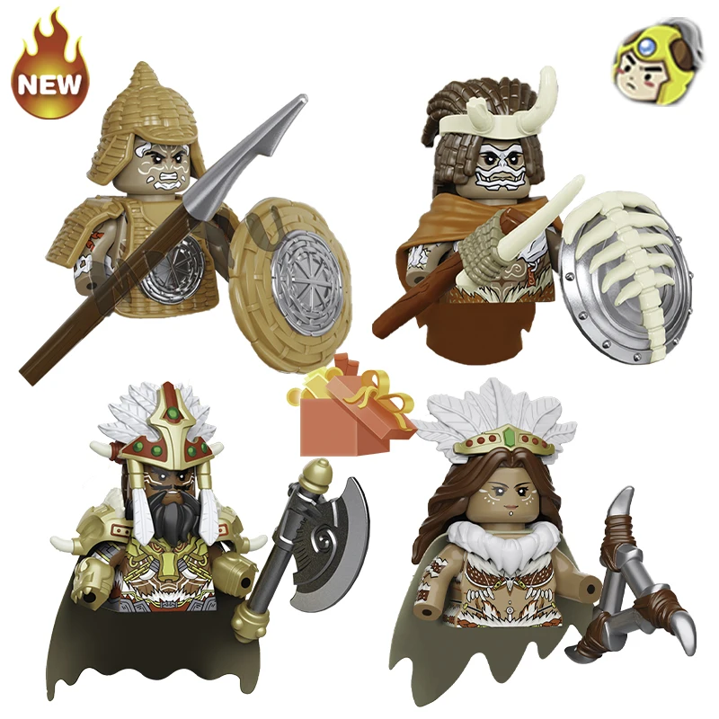 New Chinese The Three Kingdoms Nanman War Figure Soldier Mini Weapon Pike Shield Moc Model Kids Blocks Gift Boys Girls Juguetes