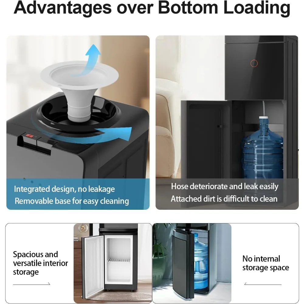 Top loading water cooler distributor -3 or 5 gallons of hot and cold water with child lock