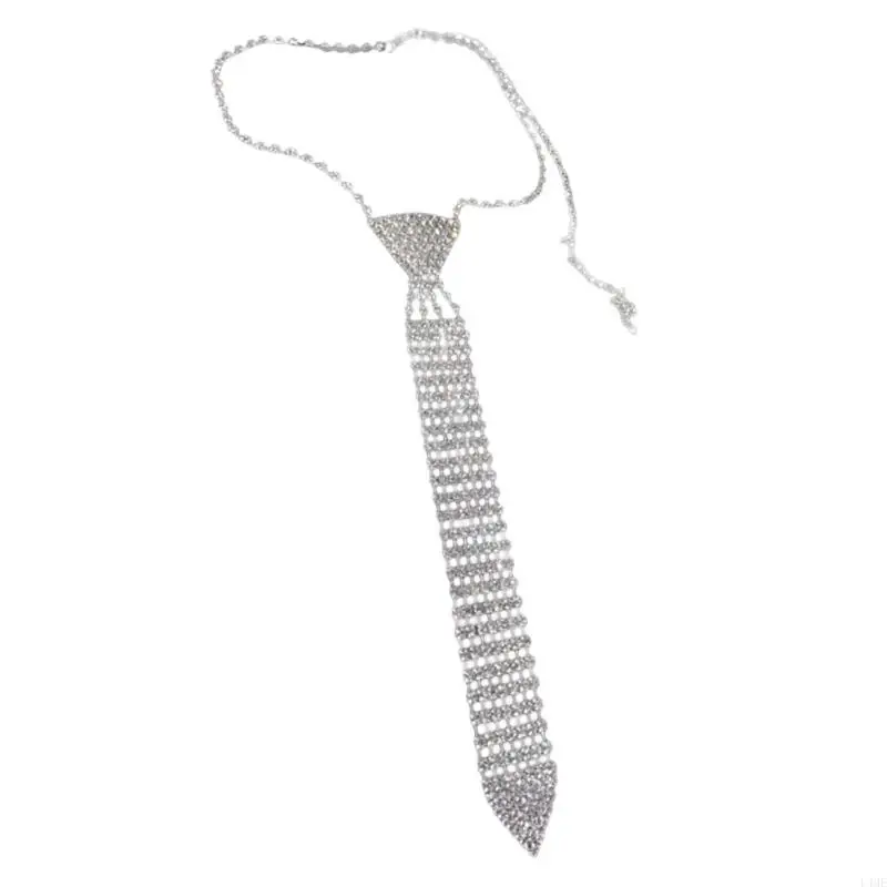 

L4ME Crystal Neck Tie Long Narrow Necktie Necklace Jewelry Accessories for Women Girl