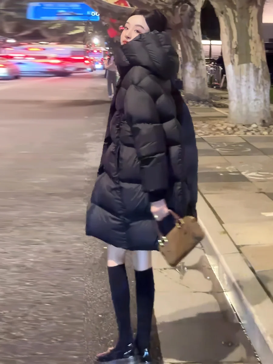 

Bla Hooded Mid-Length Thiened down Jaet Women's 2025 Winter New Faion High-End Puff Bread Coat Outerwear