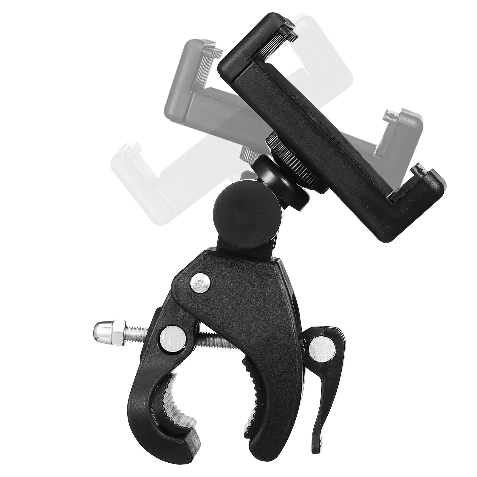 1Set Mic Stand Rotatable Phone Holder Clip Adjustable Clamp Secure Phone Mount for Recording Performance Bike Use
