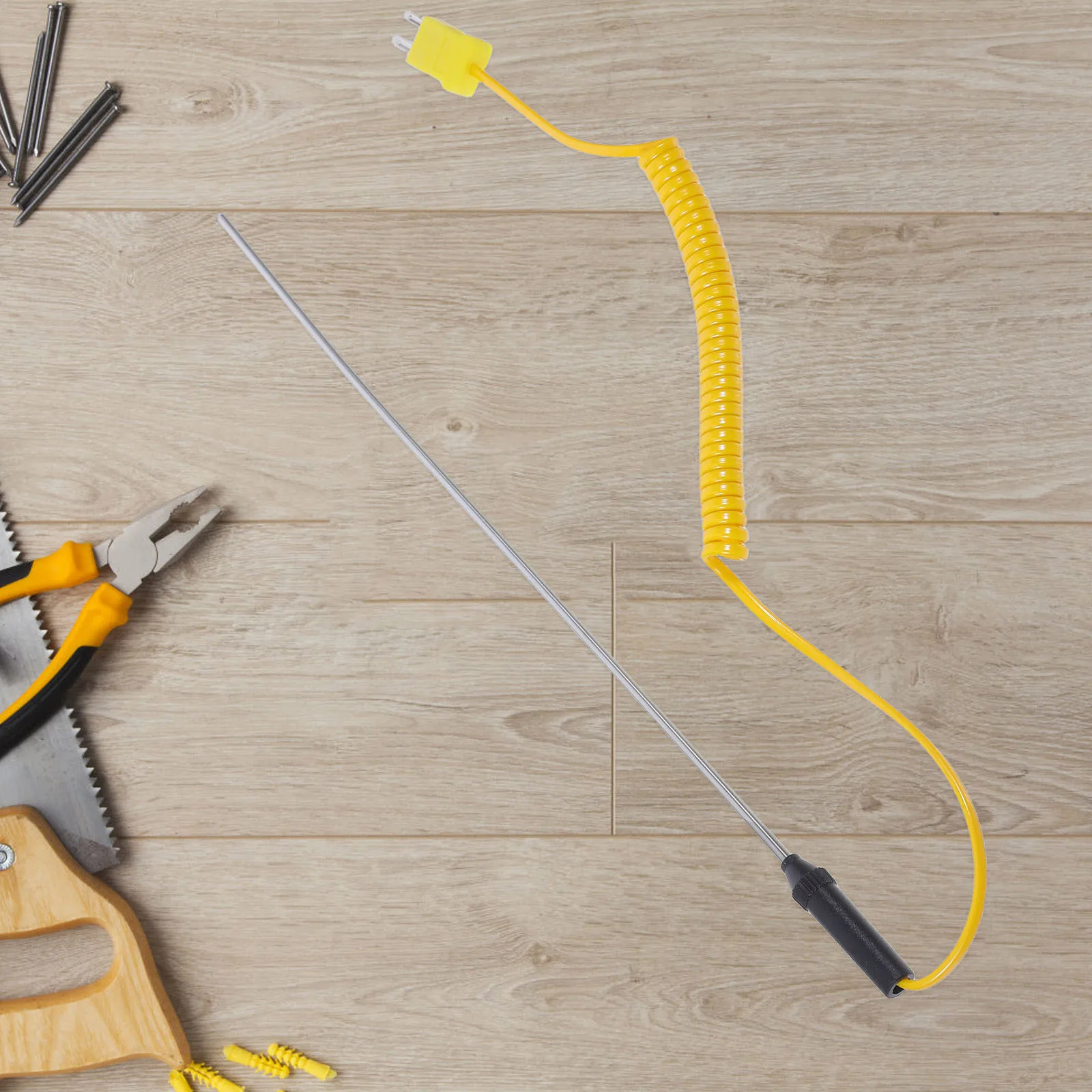 K نوع الحرارية الفولاذ المقاوم للصدأ مسبار درجة الحرارة يده سطح الاستشعار لفرن Hvac أداة قياس الهواء العادم عالية