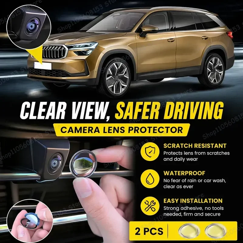 

For Skoda Kodiaq 2016–2026 360 Degree Reverse Camera Lens Protector Anti Scratch PC Cover Sticker Set for Backup Camera