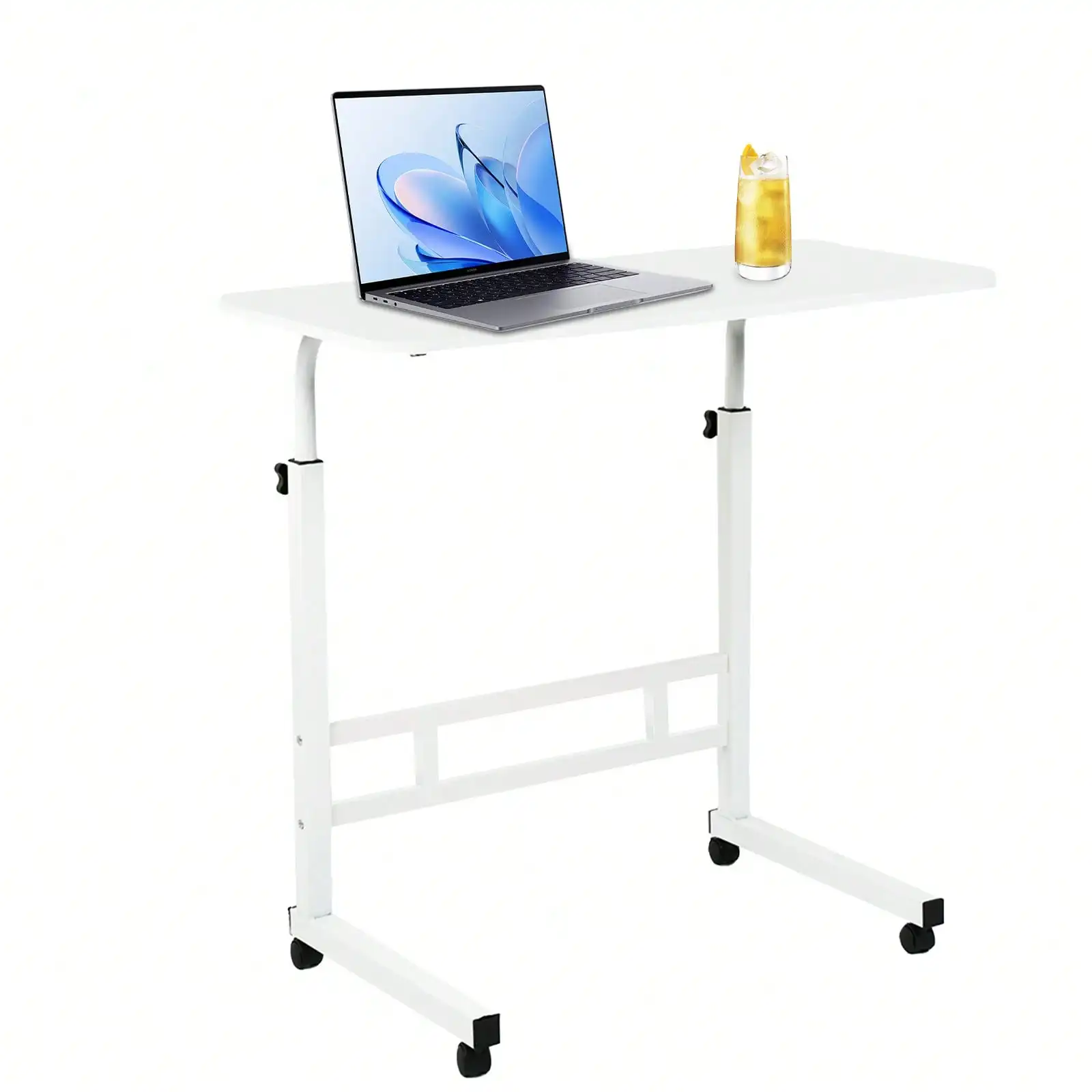 

Rolling Laptop Desk With Adjustable Height - 23.7" Mobile Side Table For Bed, Couch, Sofa, Lockable Wheels