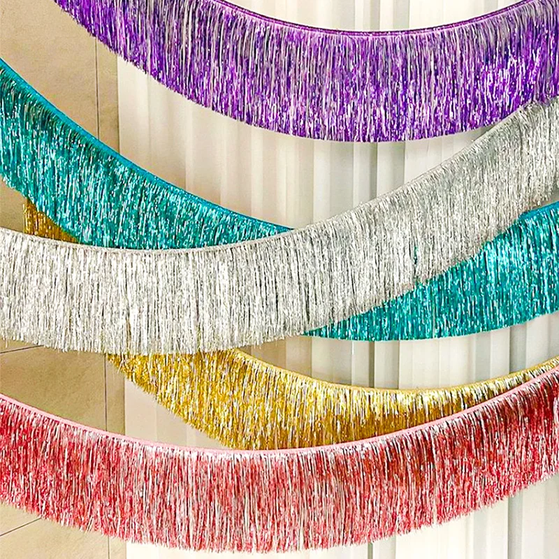 

Premium Foil Fringe Tinsel Garland Creative 2M 4 Layers Foil Banner Birthday Party Wedding Decoration Christmas Home Wall Decor