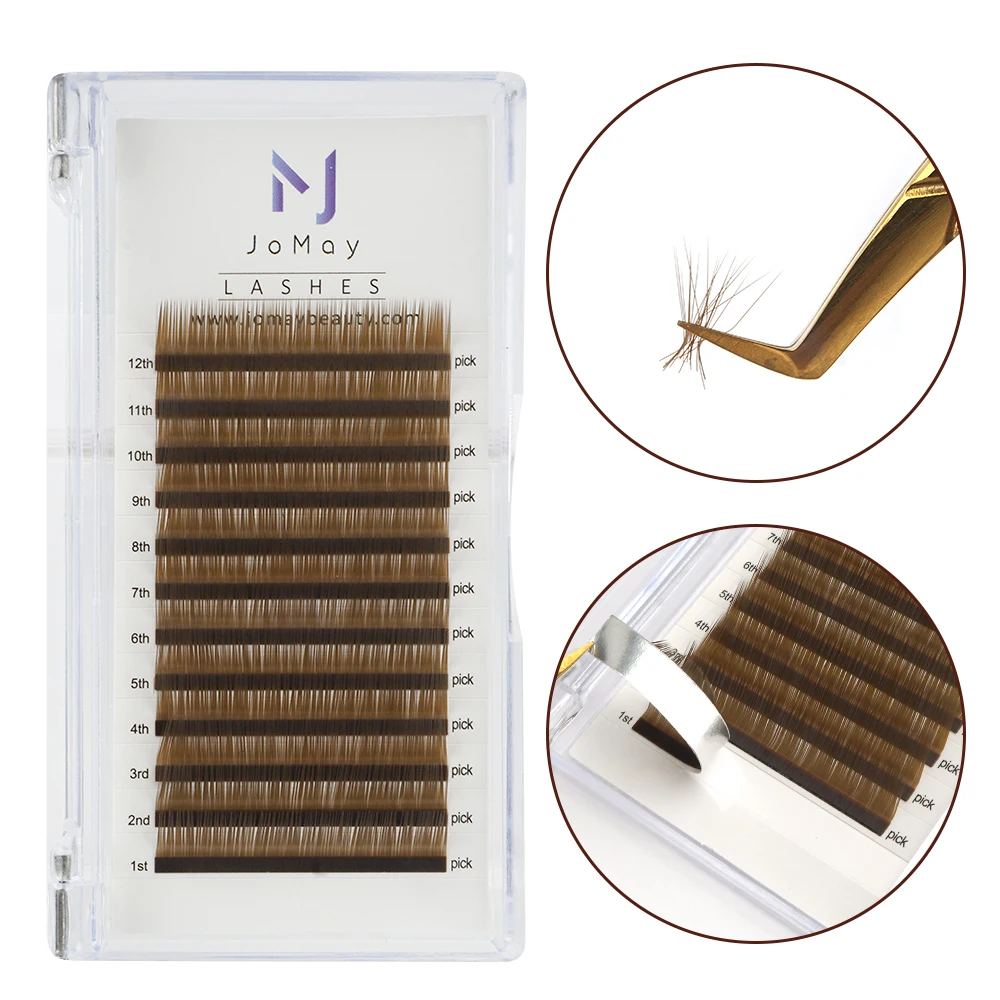 JOMAY 0.05mm L M Brown Eyelash Extension Mix Length Mink Individual Eyelash Lashes High Quality Color Natural Korean Eyelashes