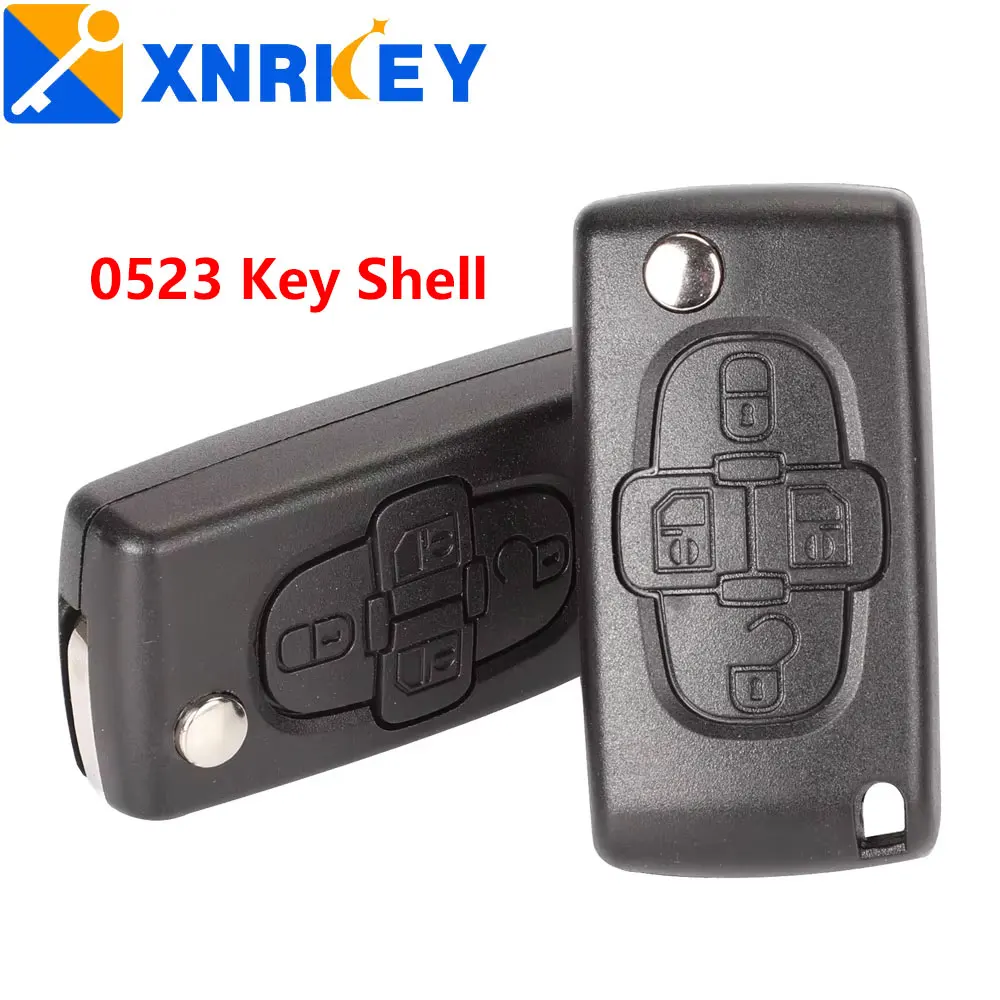 

XNRKEY 4-кнопочный автомобильный складной чехол для дистанционного ключа, пустой корпус 0523, чехол для ключа для Citroen C8 для Peugeot 1007VA2/HU83, лезвие