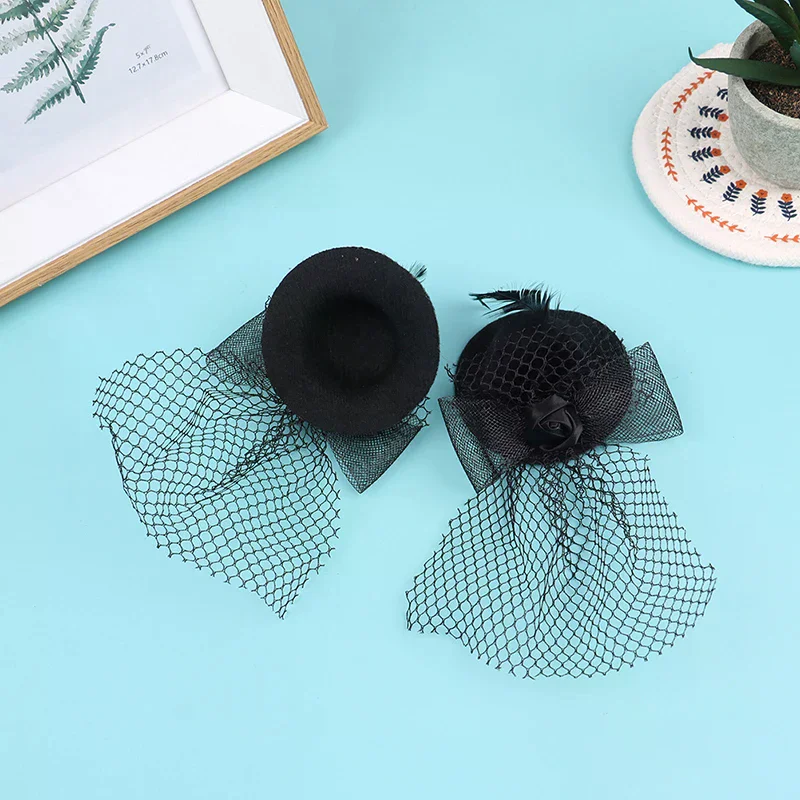 

[H]1Pcs 1:6 Dollhouse Miniature Simulation Black Mesh Hat Model DIY Kid Toy Accessories