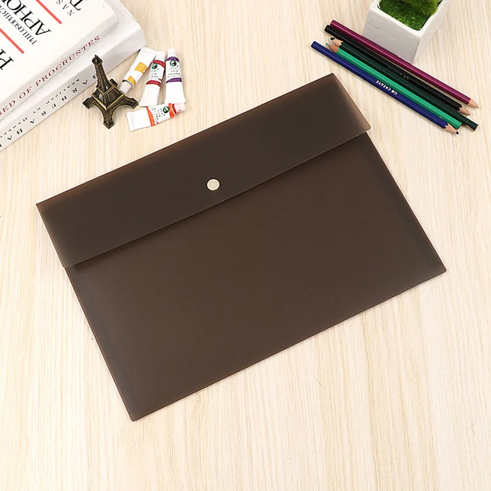 

4Pcs Business Document Bag Semi Transparent PP Material File Organizer Folder Button Design for Office School Travel File Holder