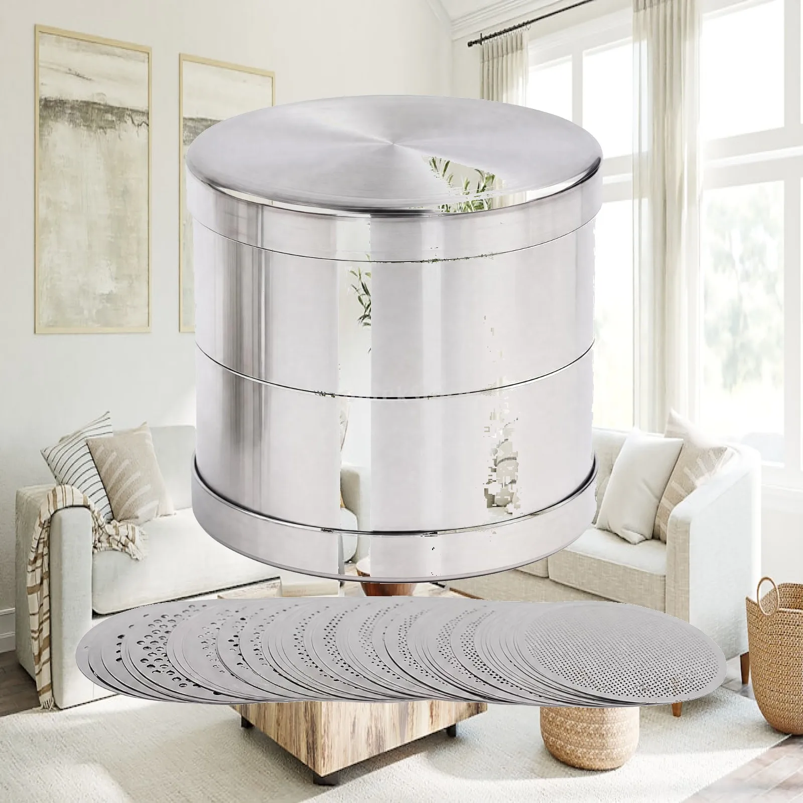 Stainless Steel Jewelry Sieve Screen for Gemstone and Diamond Separation with Interchangeable Perforated Plates for Reusable Use