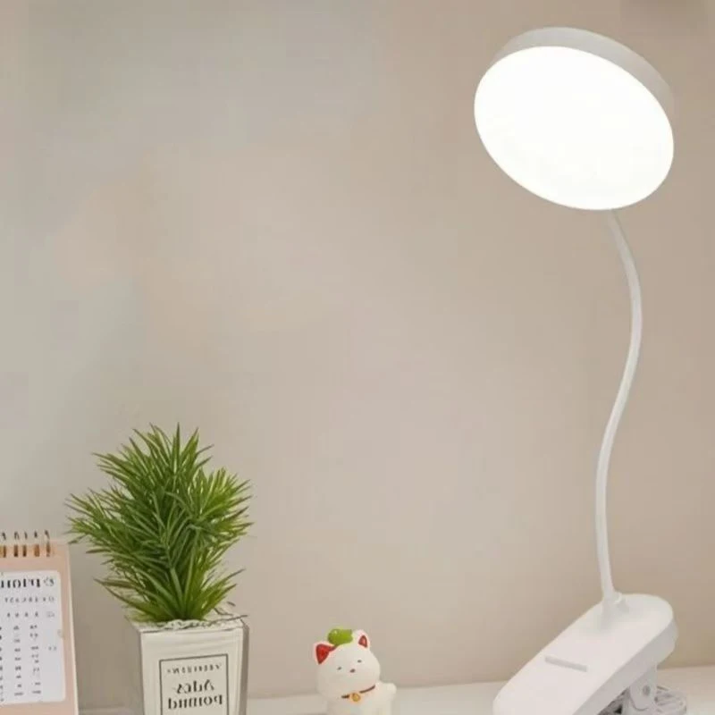 USB Rechargeable Clip On Desk Lamp 3 Color Temperatures Dimming LED Reading Light Eye Protection for Study Office Bedroom ﻿