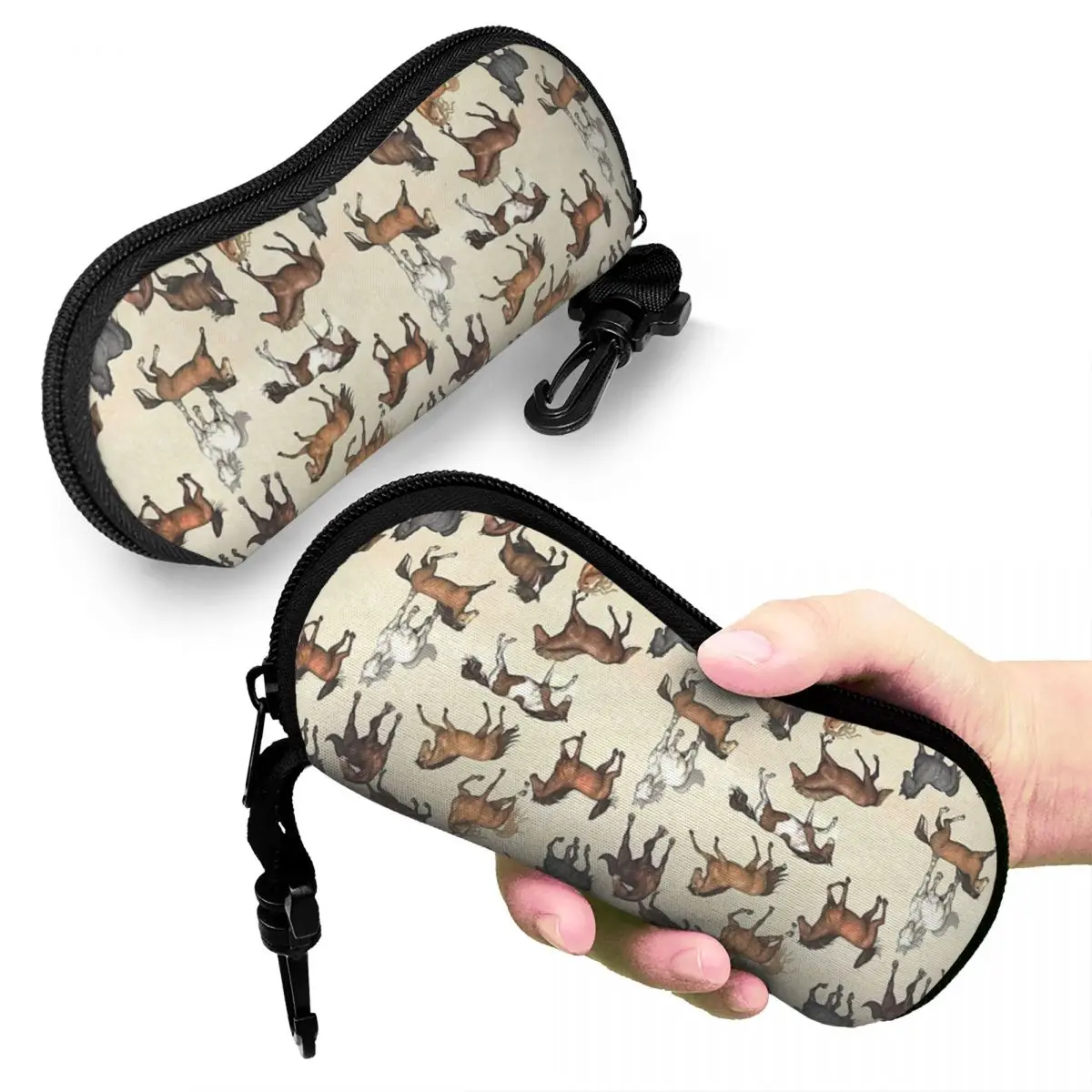 

Sunset Horse Pattern Shell Glasses Case Portable Sunglasses Box Women Men Soft Eyeglasses Bag Pouch