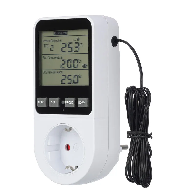 Timer Socket Thermostat Digital Temperature Controller EU Plug Outlet With Timer Switch Heating Cooling AC 250V