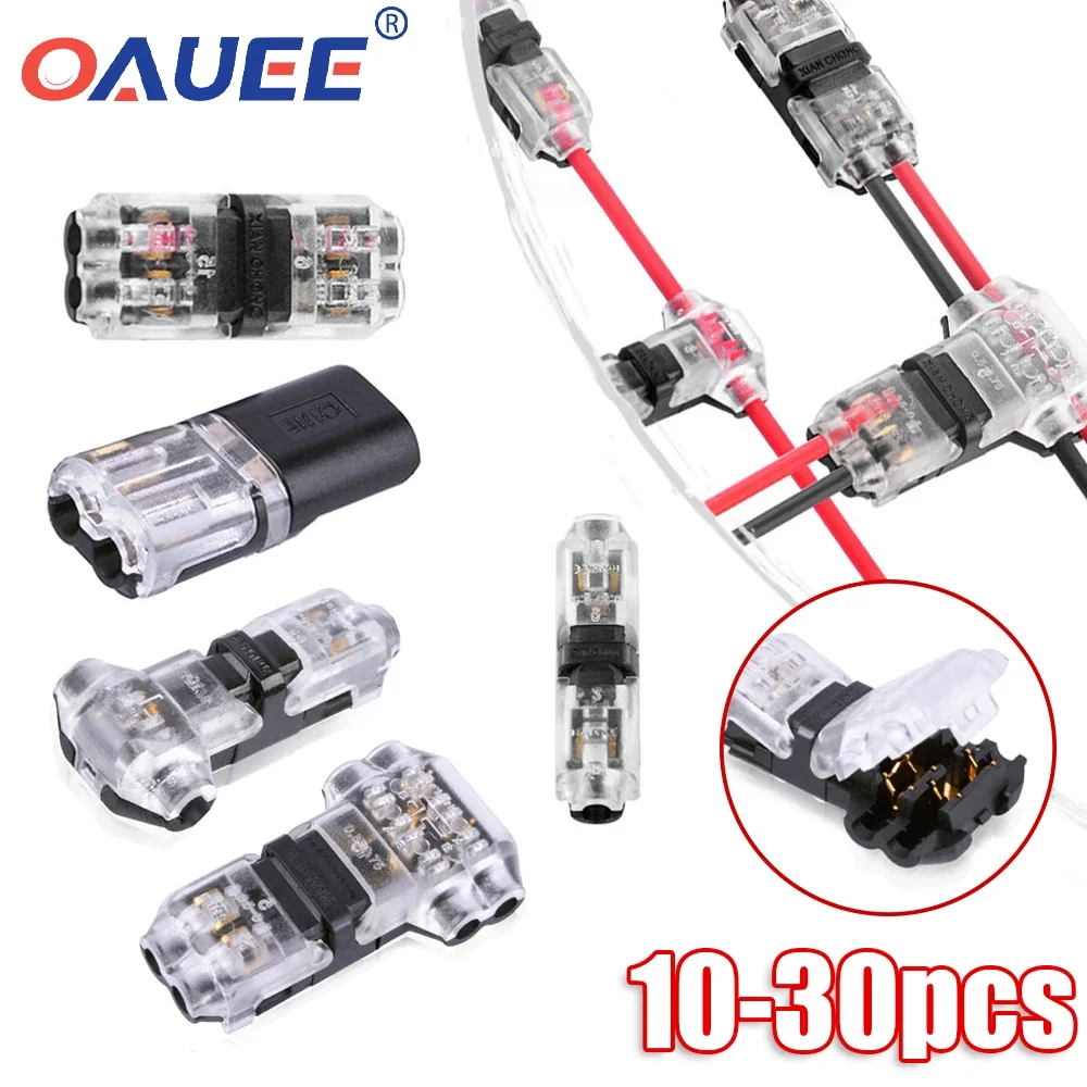 Conector de Cable enchufable rápido, 10-50 piezas, cableado de 2 pines, 8-22AWG para LED, empalme de Cable eléctrico doméstico, herramientas de