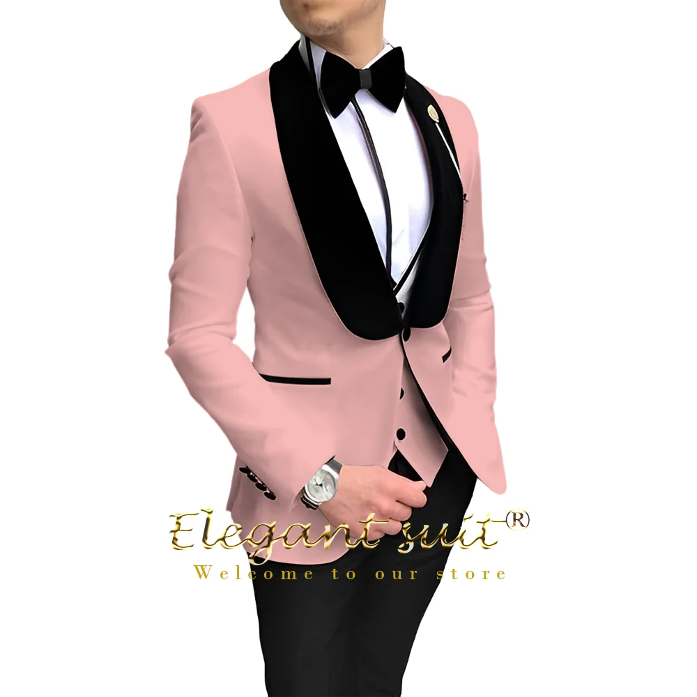 Men's shawl collar suit 3-piece suit (jacket + vest + trousers) men's wedding party event celebration custom dress suit