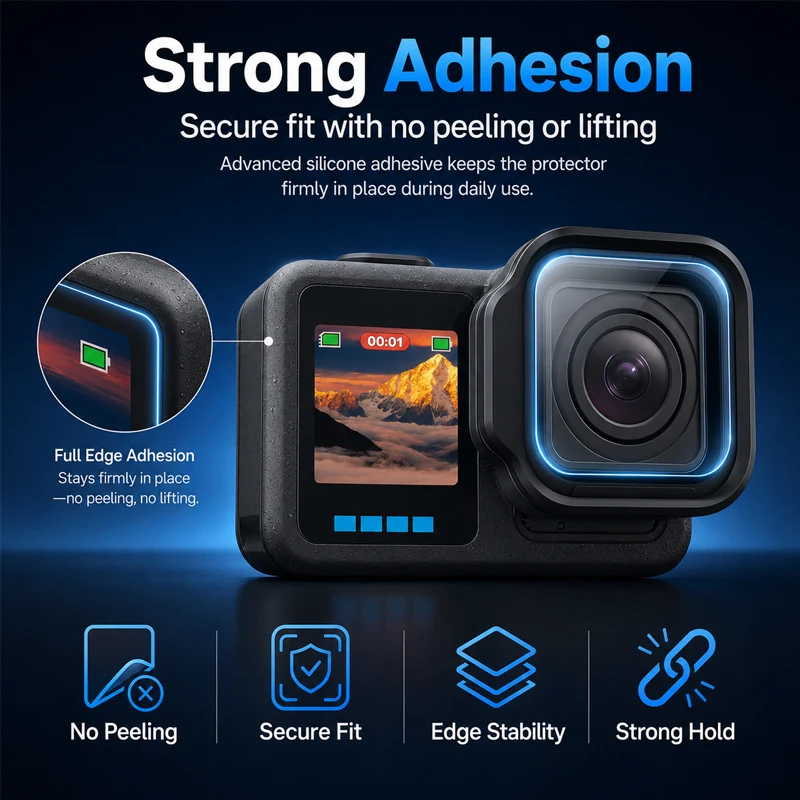 Displayschutzfolien aus gehärtetem Glas für GoPro MISSION 1/1 Pro Kameraobjektiv, Schutzfolien aus Glas, 9H Härte, vollständig abdeckende Folien ﻿ – Detail 1