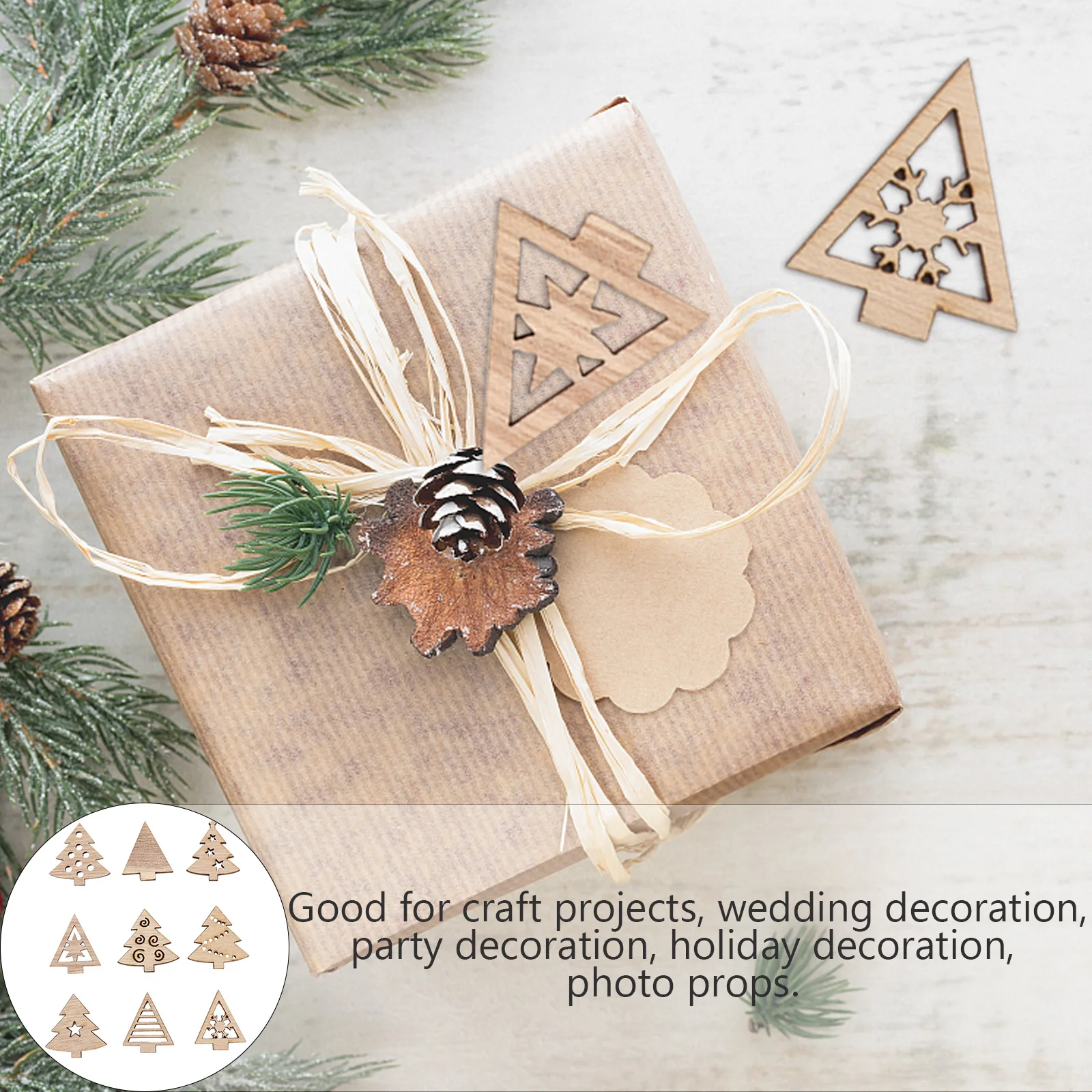 

1 Bag Christmas Wood Decor Slices Assorted Wooden Ornament for Xmas DIY Accessories Christmas Wood Crafts Handmade Wooden