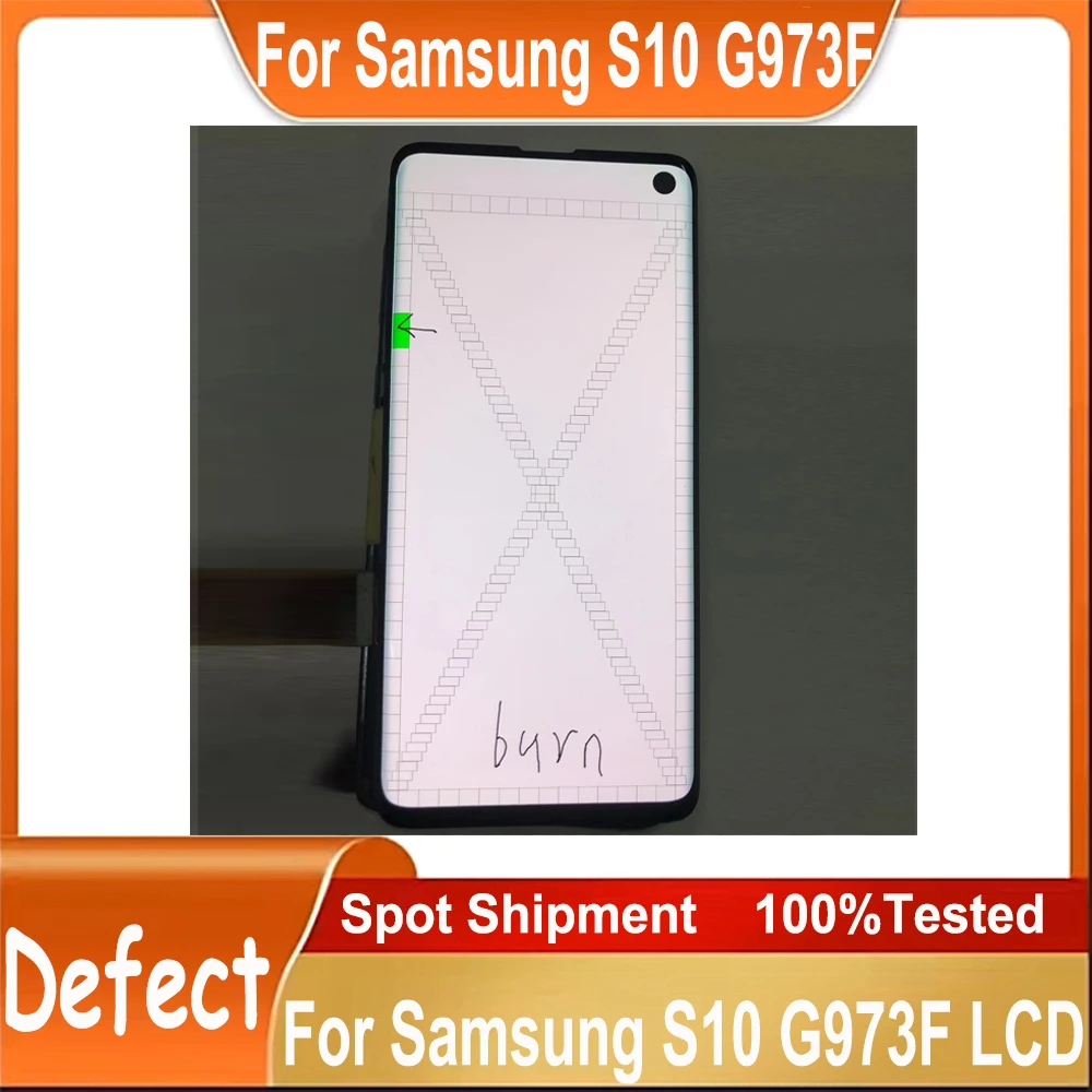 With Line Point burn For SAMSUNG S10 LCD G973F G973 Display Touch Screen Digitizer Assembly For Samsung G973 LCD