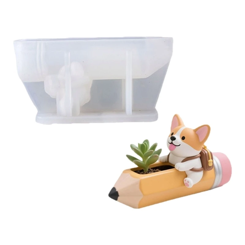 Flexible Silicone Mold Featuring Pencil Dog Design Great for Handmade Jewelry