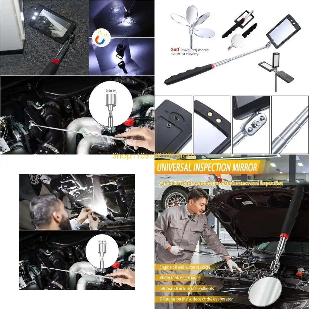 

P5ED Metal Car Inspection Tool With Grabber And Mirror For Hard To Reach Areas