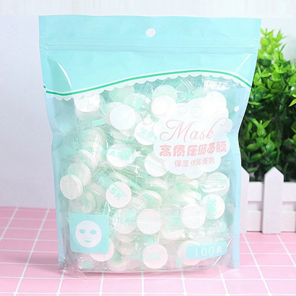 100pcs/Bag Compressed White Black Facial Mask Paper Disposable 3D Natural Wrapped Non-Woven DIY No Irritation Moisturizing Care