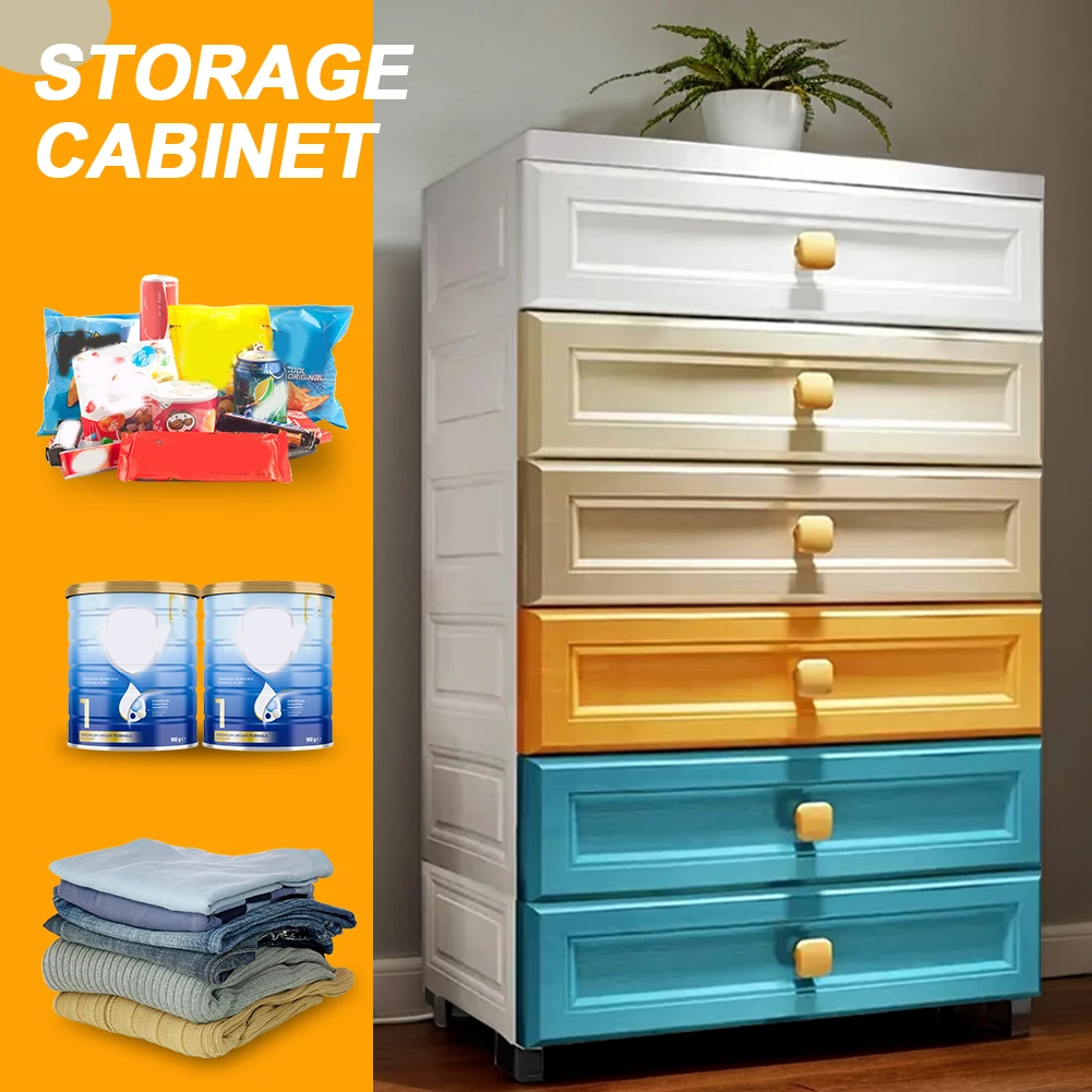 

Rolling 6-Tier Storage Cabinet Lockable Drawer Chests Dresser Organizer End Table for Home Bedroom Kids Room Hallway