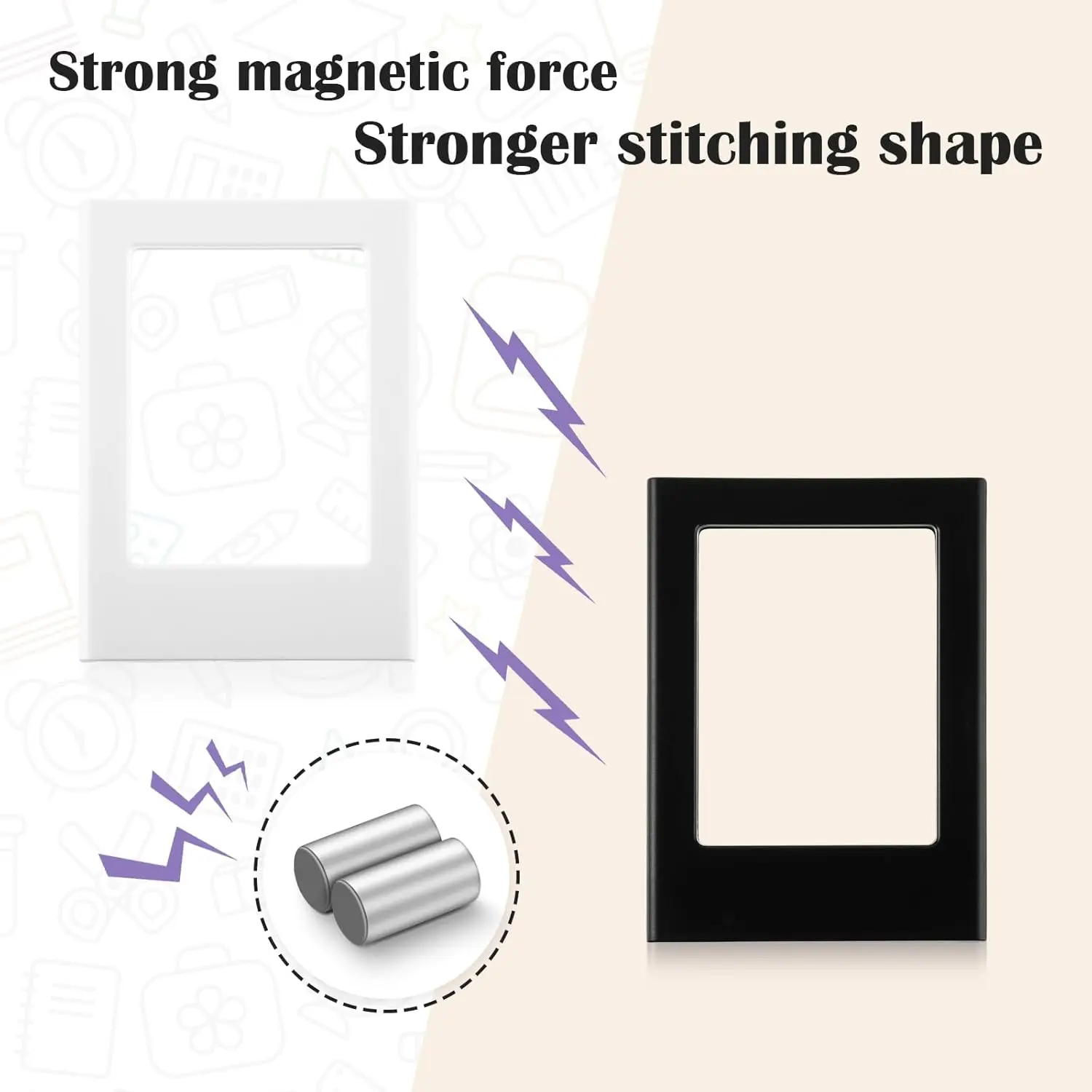 20 ชิ้นสีดำ/สีขาวกรอบรูปแม่เหล็ก 3 นิ้วผู้ถือรูปภาพตารางจอแสดงผลบนตู้เย็นตู้เย็นสำหรับฟูจิฟิล์ม อินสตากซ์ มินิฟิล์ม