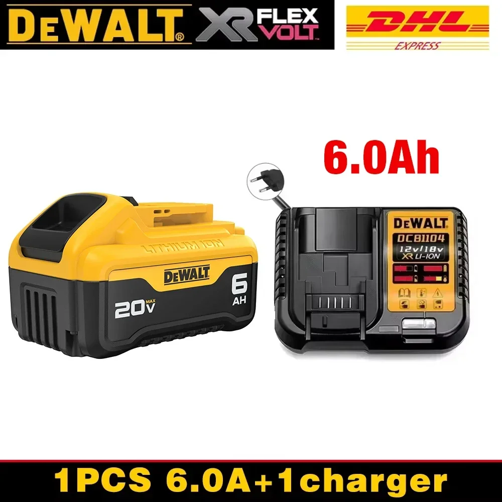 

18V 20V 6.0Ah DeWalt Battery Power Tool Replacement for DeWalt DCB184 DCB181 DCB182 DCB200 20V Battery Charger Fast Charging