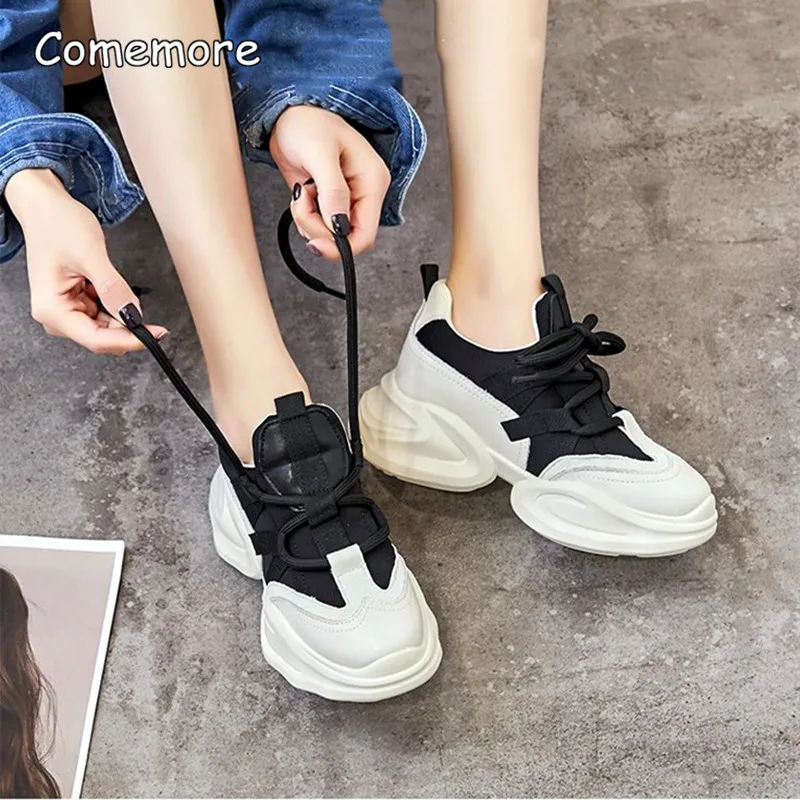 Comemore oddychające lekkie buty sportowe dla kobiet 2023 nowe grube dno trampki buty na platformie damskie Zapatillas De Mujer