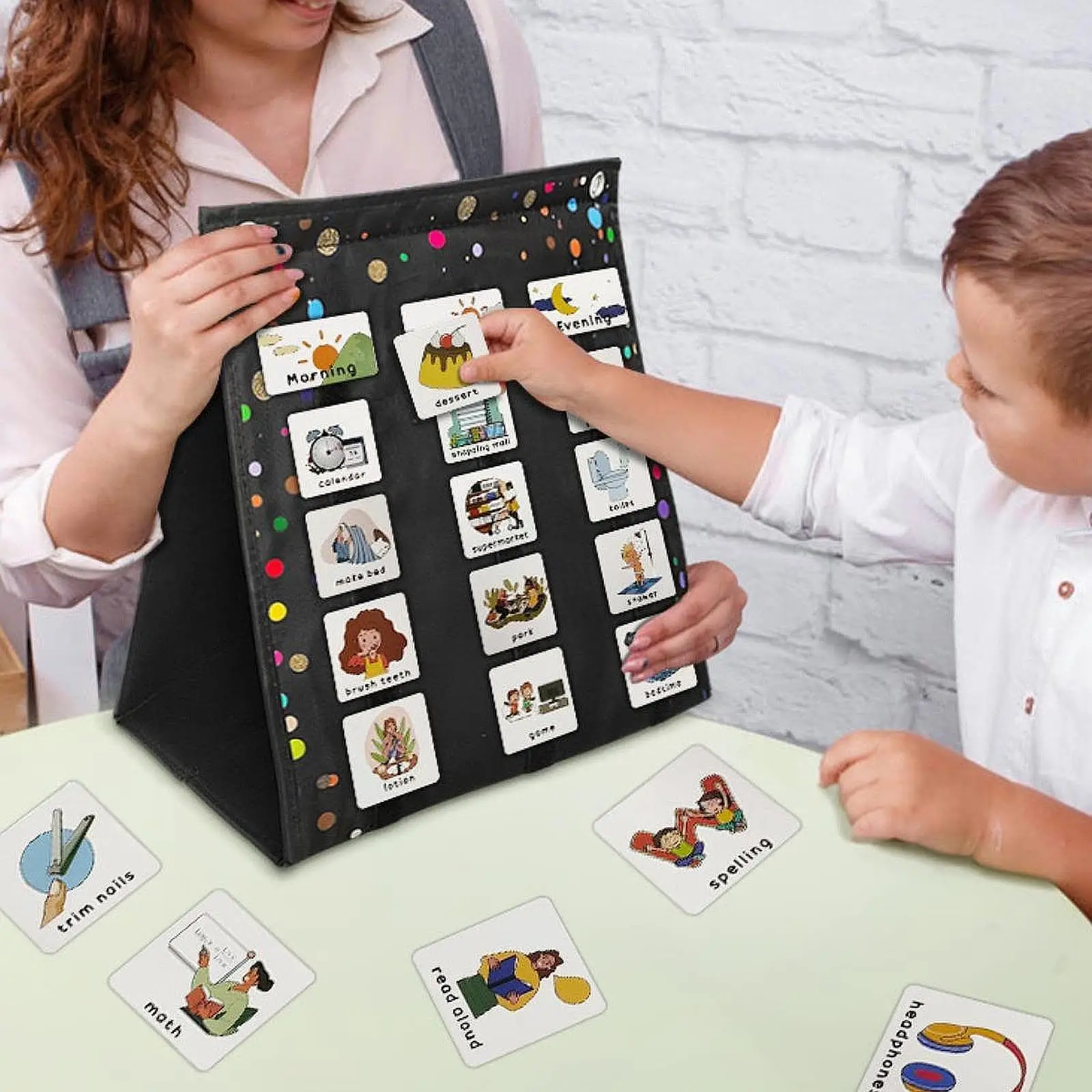 بطاقات روتينية يومية قابلة لإعادة الاستخدام للأطفال، مواد تعليمية متعددة الأغراض لمستلزمات التدريس في رياض الأطفال والمنزل المدرسي #1