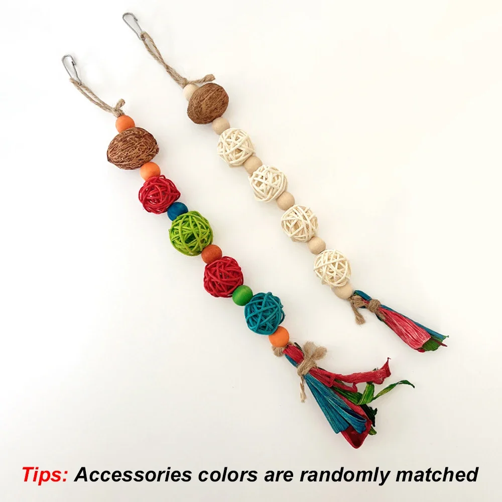 1szt Losowy kolor Rattan Ball Bead Bite Toy Szlifowanie zębów Wisząca zabawka do żucia dla papugi Ptak Chomik Rozrywka Dekoracja klatki