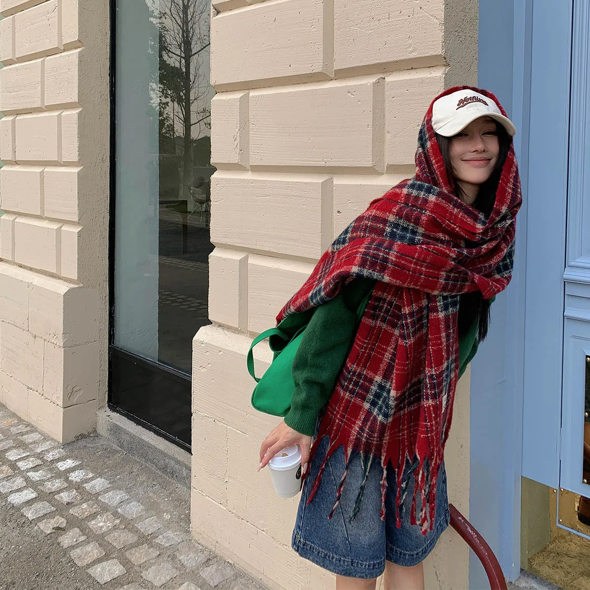 Imitation Kaschmir Warm Wrap Schal Koreanische Herbst Winter Neue Verdickte doppelseitige Schal Lange Retro Überprüfen Schals Foulard Stolen