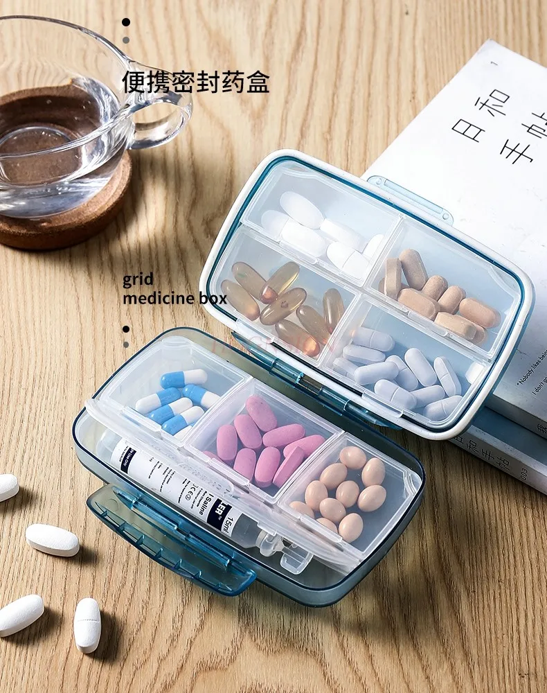 Portable medicine box, 7 days per week, large capacity, carry and pack medicine in the morning, noon, and evening