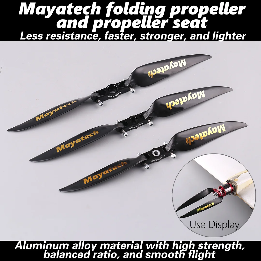 Mayatech-Model Aircraft Propeller Set, Metal Nylon Folding Props, Fixed Wing Clamp Seat for RC Planes, 5mm