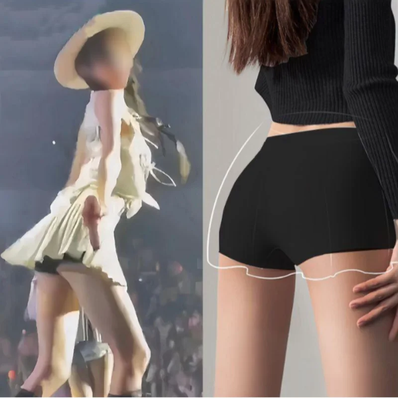 American style spicy girl solid color mid waist flat angle safety pants home comfort anti pinch buttocks girls' leggings