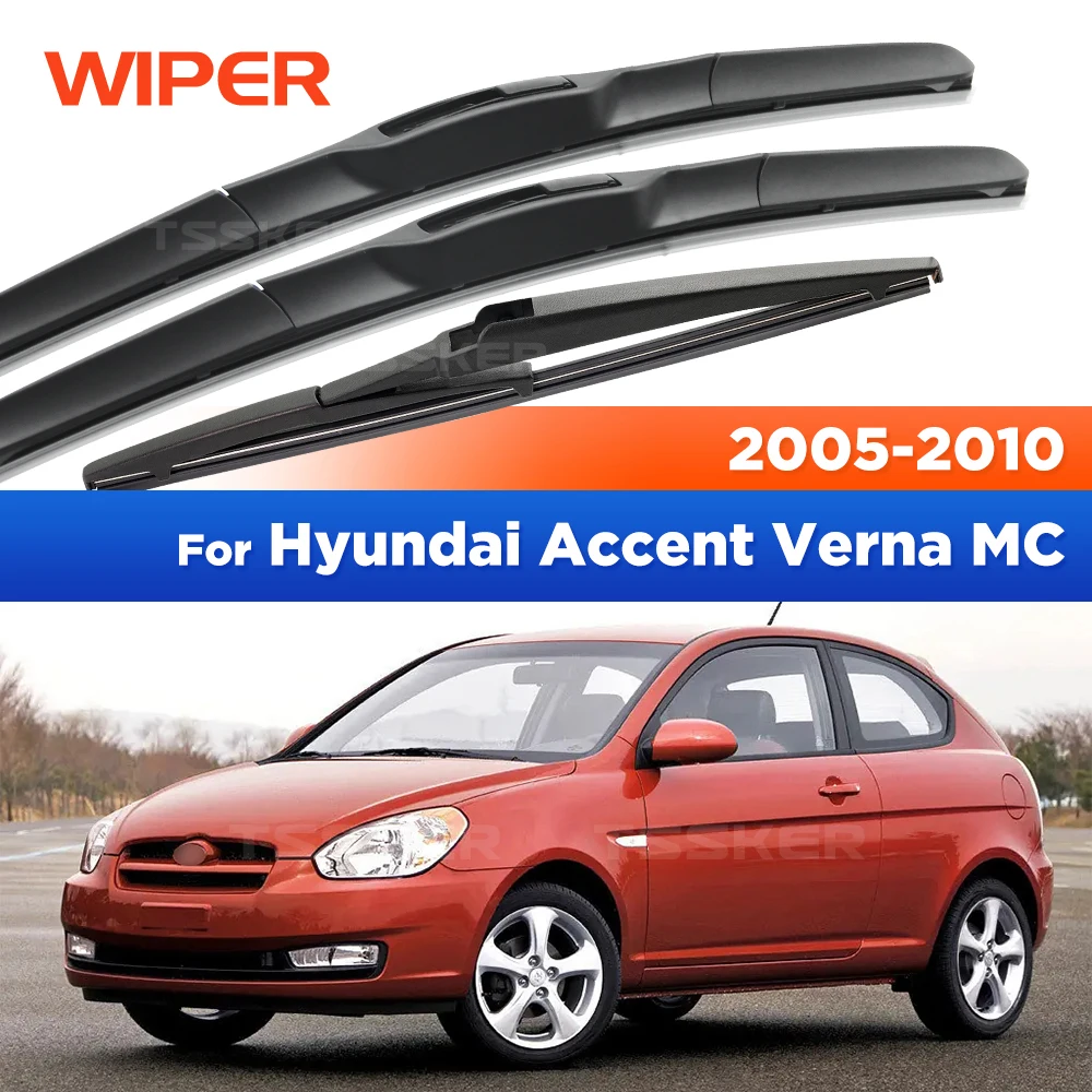 

Front & Rear Wiper For Hyundai Accent Verna MC 2005-2010 2006 2007 Wiper Blades Windshield Windscreen Window Brushes 22"+16"+14"