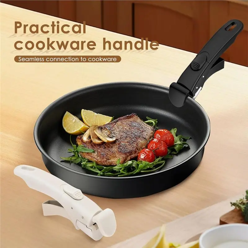 ABNL Cookware Set With Detachable Handle, Heat Resistant Non-Slip Pan Handles Featuring Hanging Hole And Anti-Scalding Clips