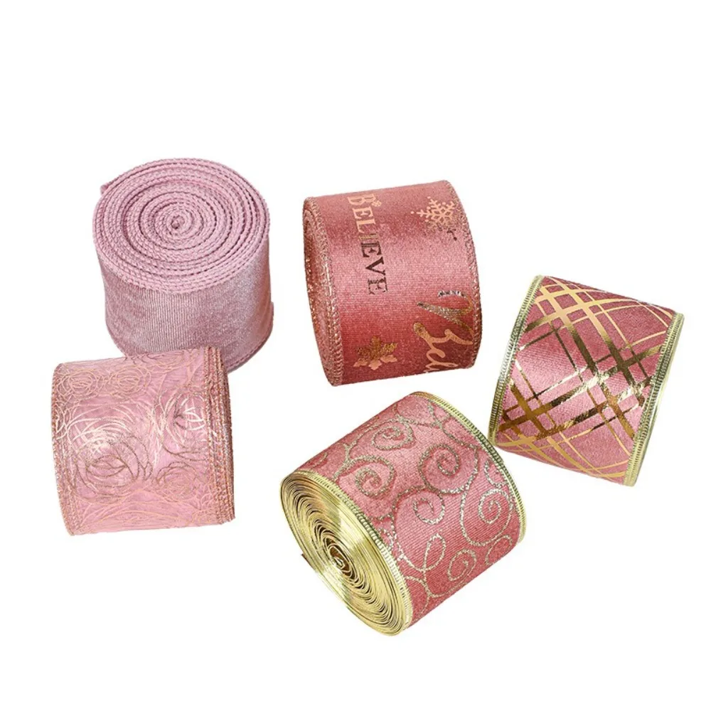 New 2m Christmas Ribbon Xmas Gift Lmitation Linen Fabric Swirl Ribbon Plaid Bow Snowflake DIY Burlap Ribbon