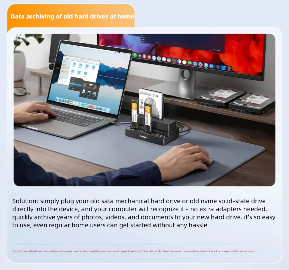 MAIWO 3-Bay Dockingstation Adapter 10Gbps für M.2 NVME SSD & 2,5 3,5 Zoll SATA HDD SSD Unterstützt Offline-Klonen für PC Laptop – Detail 9