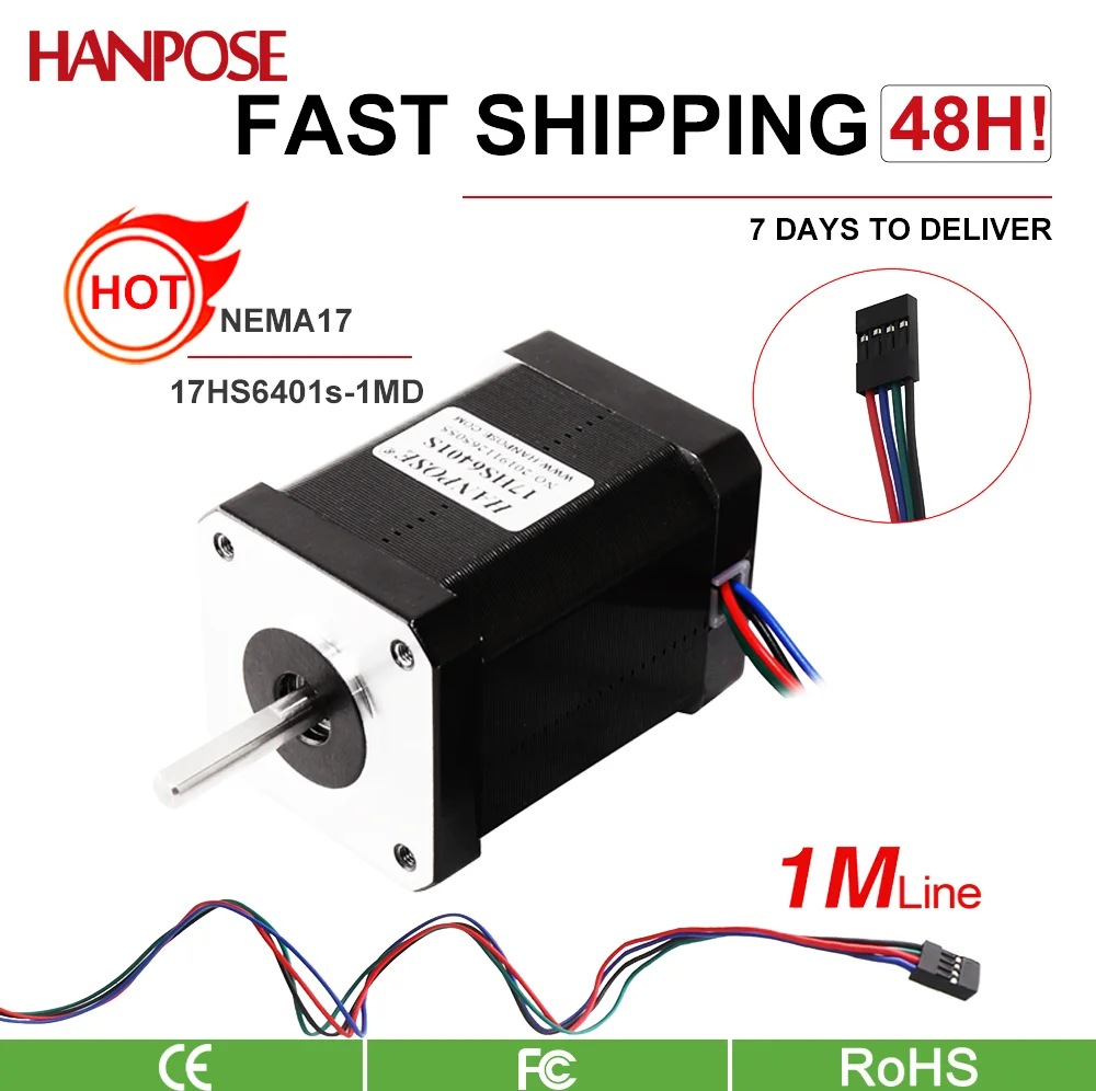 

1.7A 70N.CM 2-phase Hybrid Nema17 Stepper Motor 1.8 Degrees 17HS6401S-1MD 3D Printer CNC Milling Machine 42 Stepper Motor