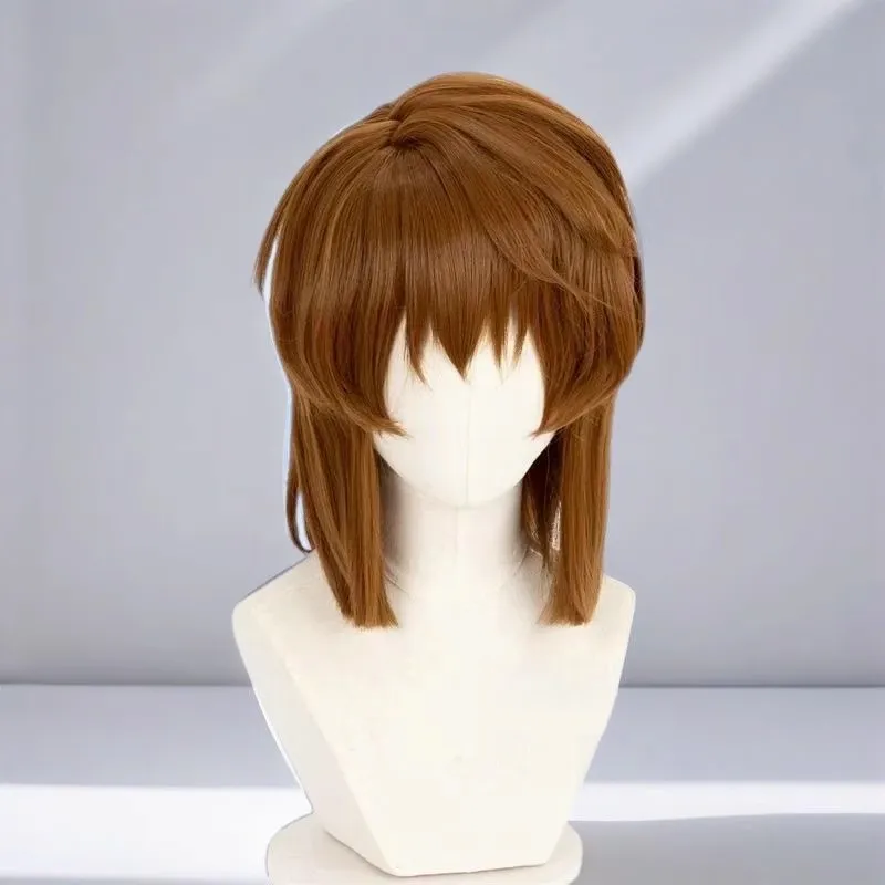 Detective Conan Ai Haibara Cosplay-Perücke – kurzer brauner Bob mit Z-Teil-Kopfhaut, Miyano Shiho Anime-Kostümhaar, hitzebeständiges Syn