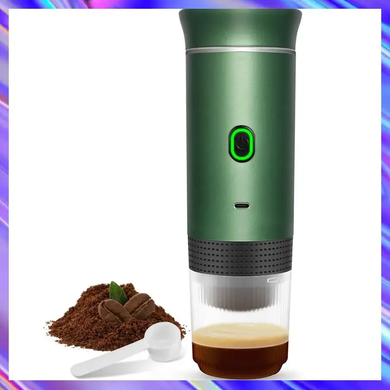 BAAD ワイヤレス電気ポータブルエスプレッソコーヒーマシンポータブルコーヒーメーカー 3-in-1 カプセルパウダートラベルコーヒーメーカーグリーン
