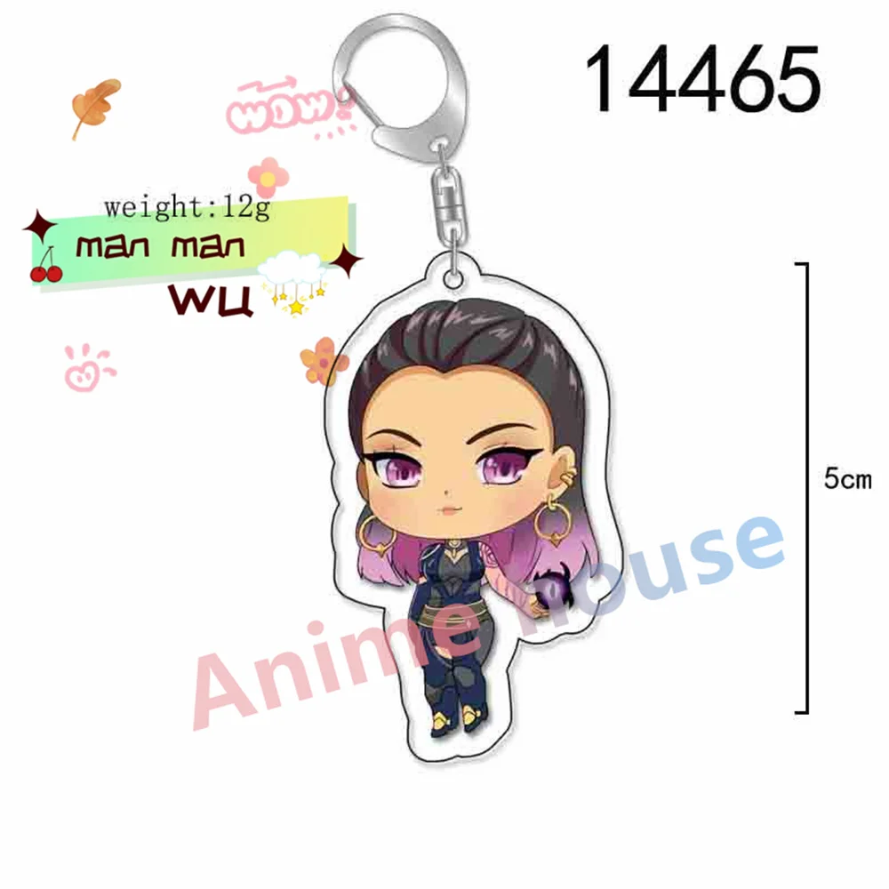

Games Valorant Keychain 6cm Viper Neon Jett Sova Cypher Man KeyRing For Women Accessories Cute Bag Pendant