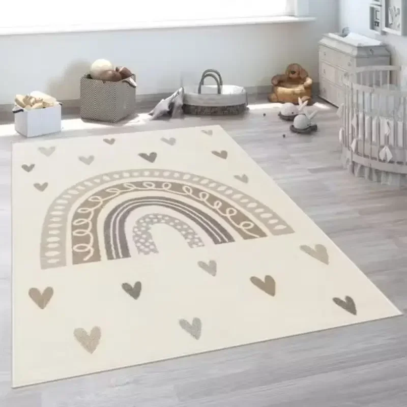 Rainbow Soft Bedroom Rugs for Kids Cute Heart Plush Nursery Play Mat Children Fluffy Carpet for Living Room Baby Floor Mat ковер