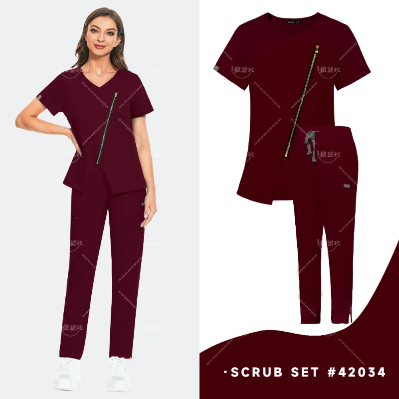 Operating Room Medical Uniforms Women Clothes Short Sleeve V-Neck Workers Scrub Uniforms Summer Uniformes Medical Accessories