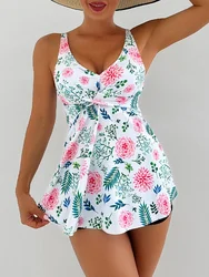 Two Piece Swimsuit Women 2026 New Solid Print Sling V Neck Sexy Tankini Swimwear Summer Boxer Shorts Beach Bathing Suit Female