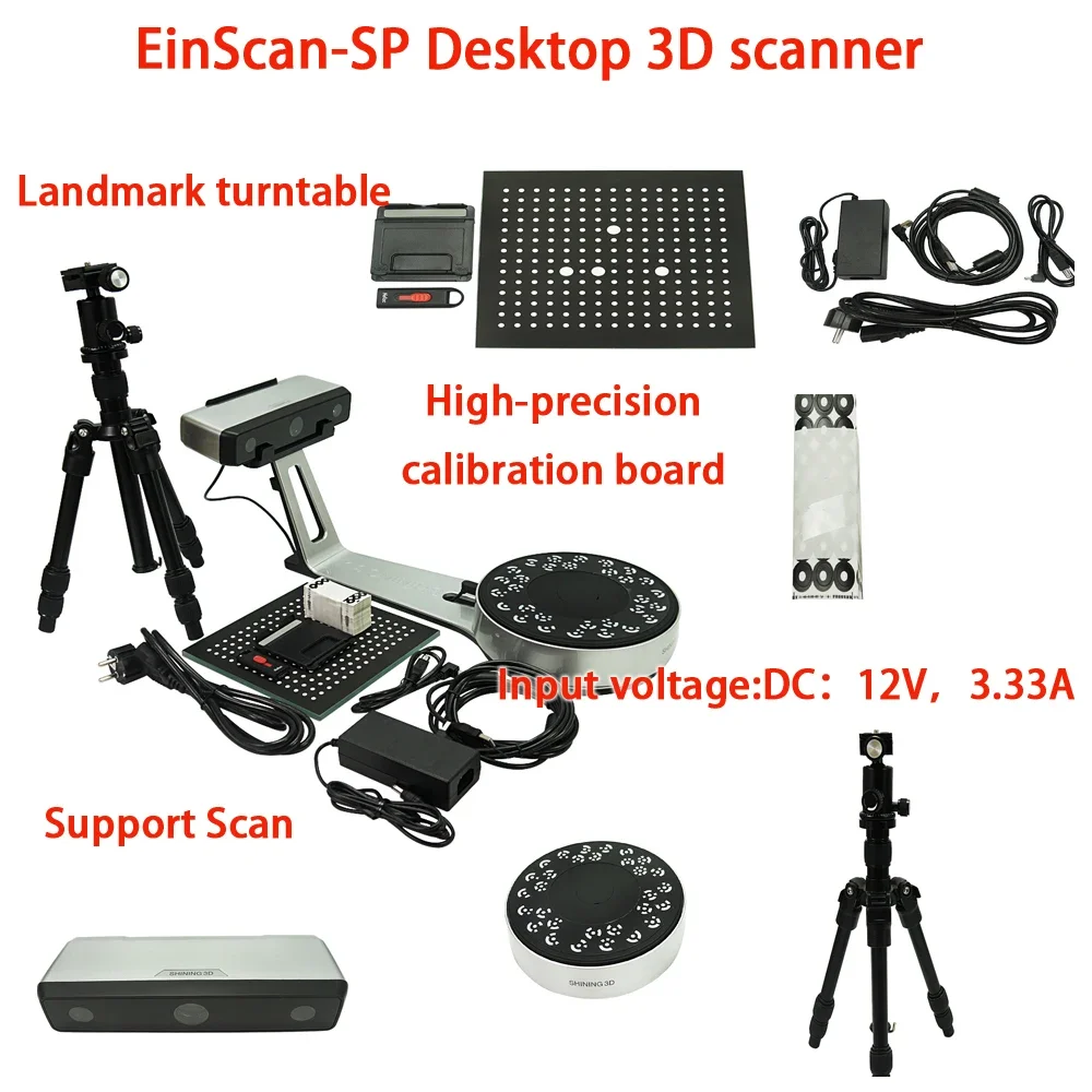 Einscan-SP Desktop 3D Scanner 3D Scan Commercial Fast Scanning Speed Turntable Color High Quality Scanning Device 220V