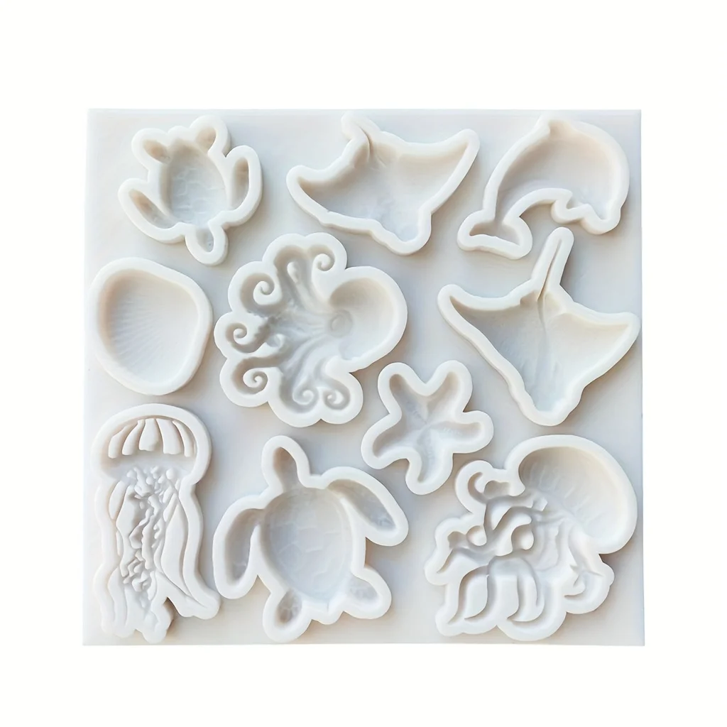 Meerestier-Silikonform: Oktopus, Qualle, Delfin, Schildkröte – für Fondant, Schokolade, Backen, Harz, Ton, Seife, DIY-Bastelarbeiten – Detail 2