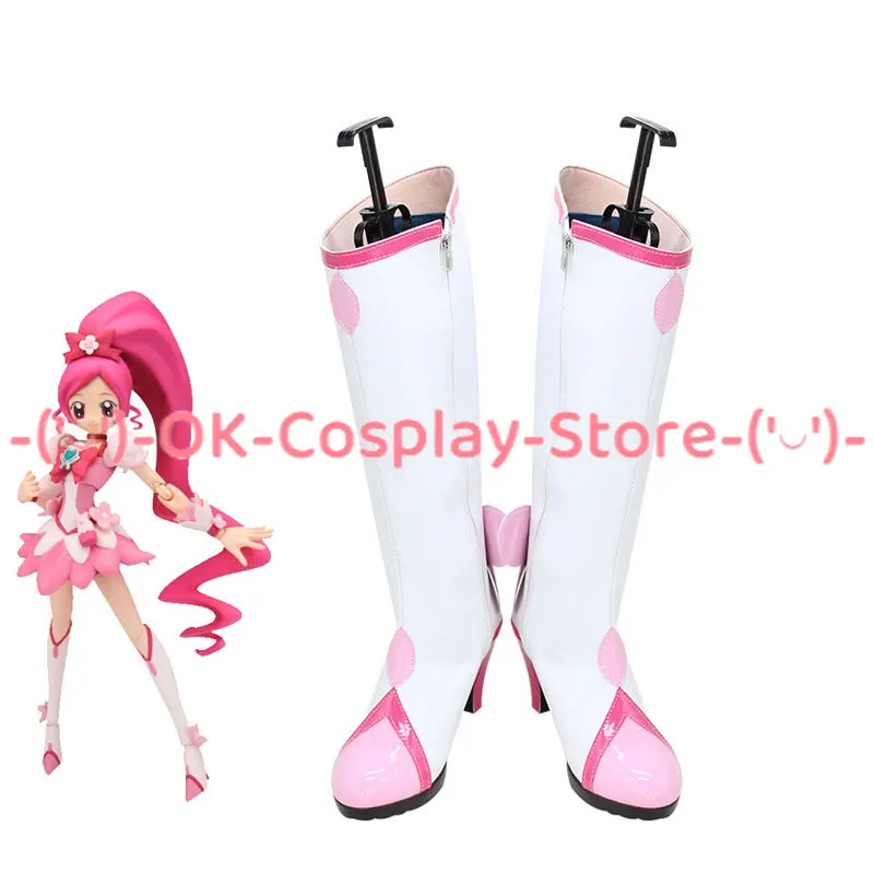 

KiraKira Cure Blossom Cosplay Shoes Halloween Carnival Boots Cosplay Props PU Shoes Custom Made